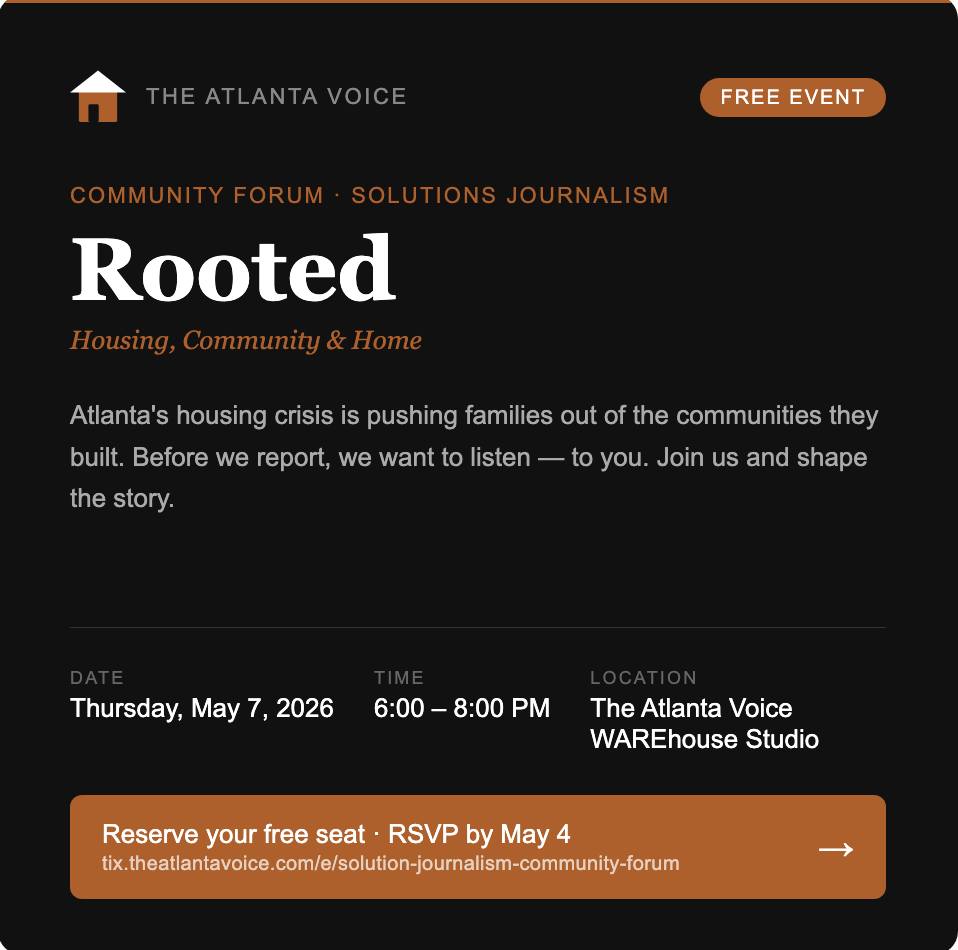 The Atlanta Voice Launches “Rooted” Series with Community Forum on Housing Affordability